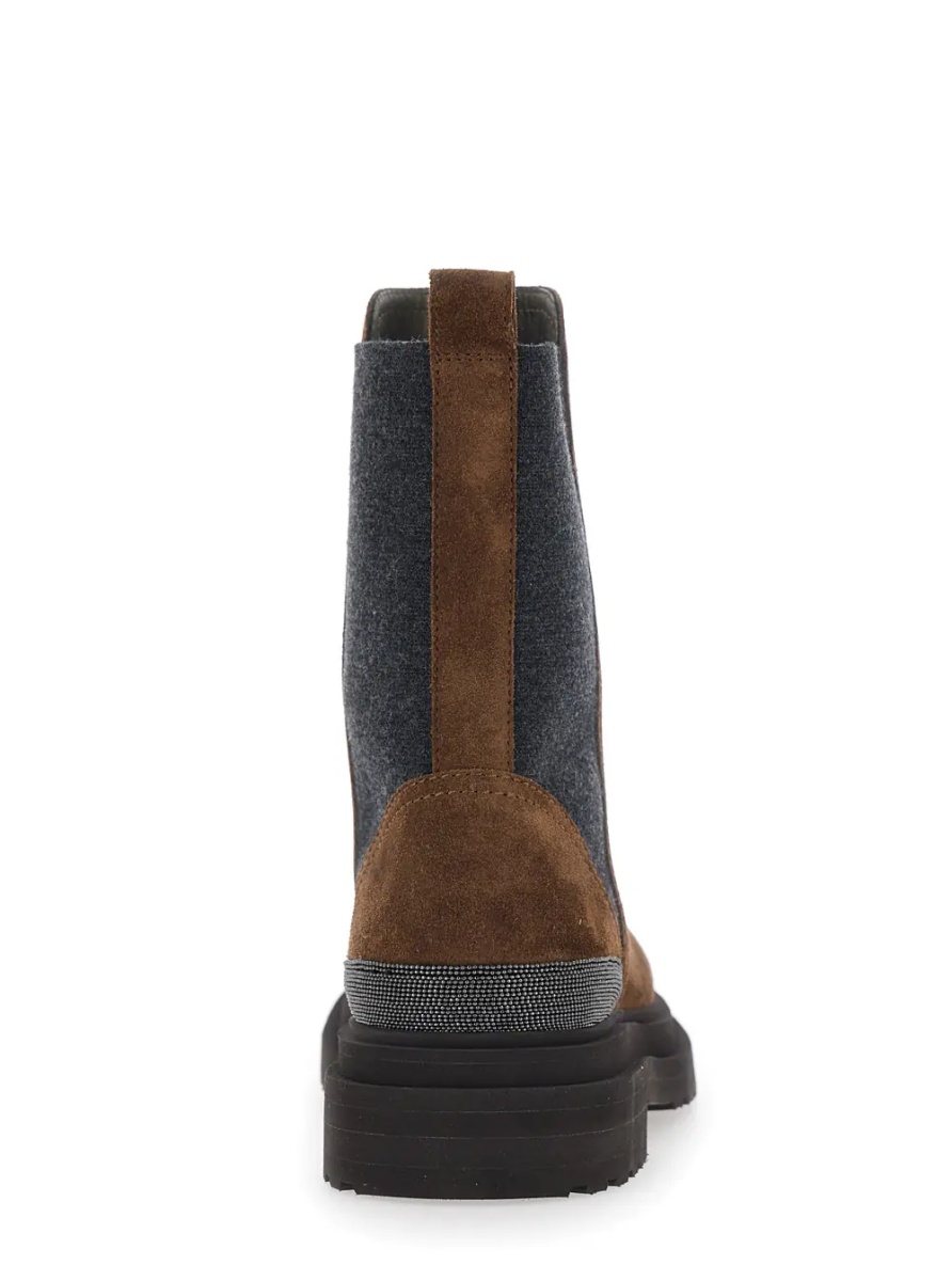 Botine brown ankle boots with Monile detail on the back in suede for women - Img 4