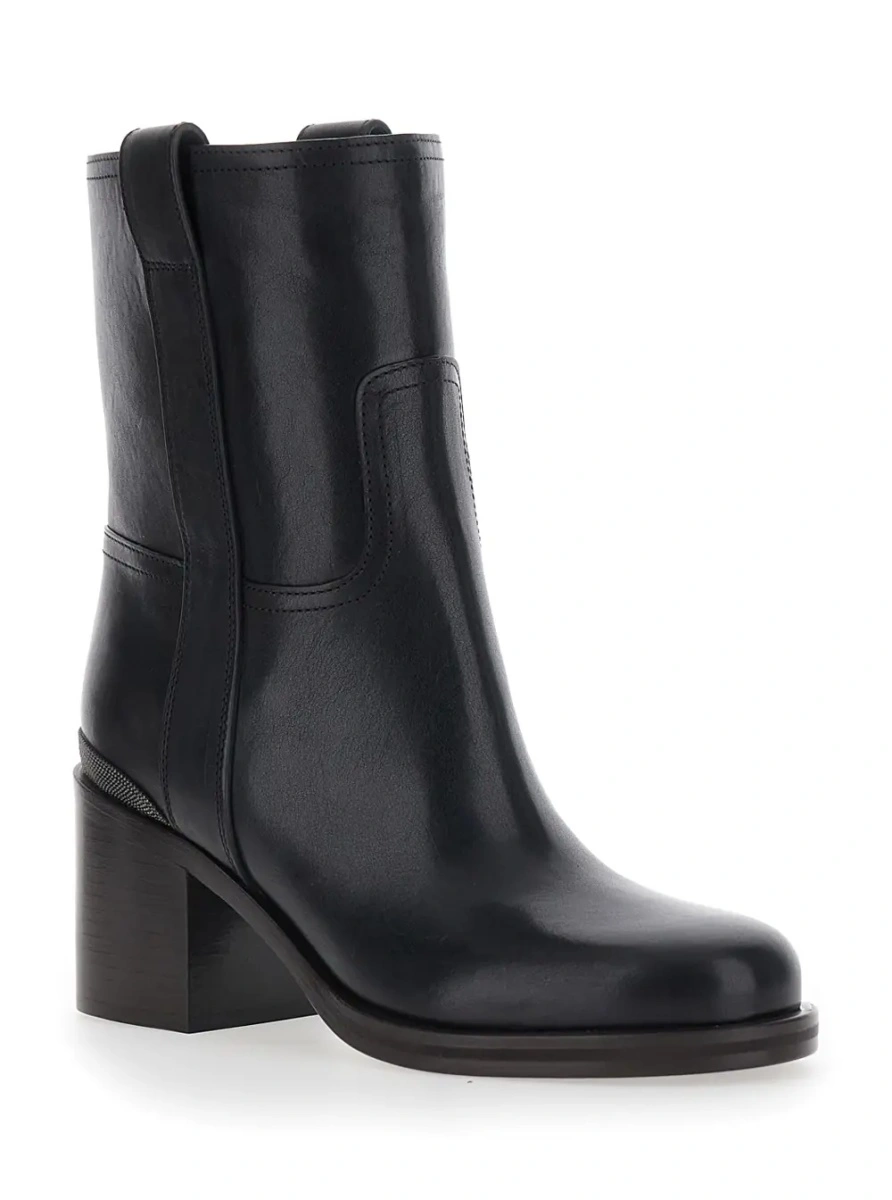 Botine Brunello Cucinelli negre din piele - Img 2