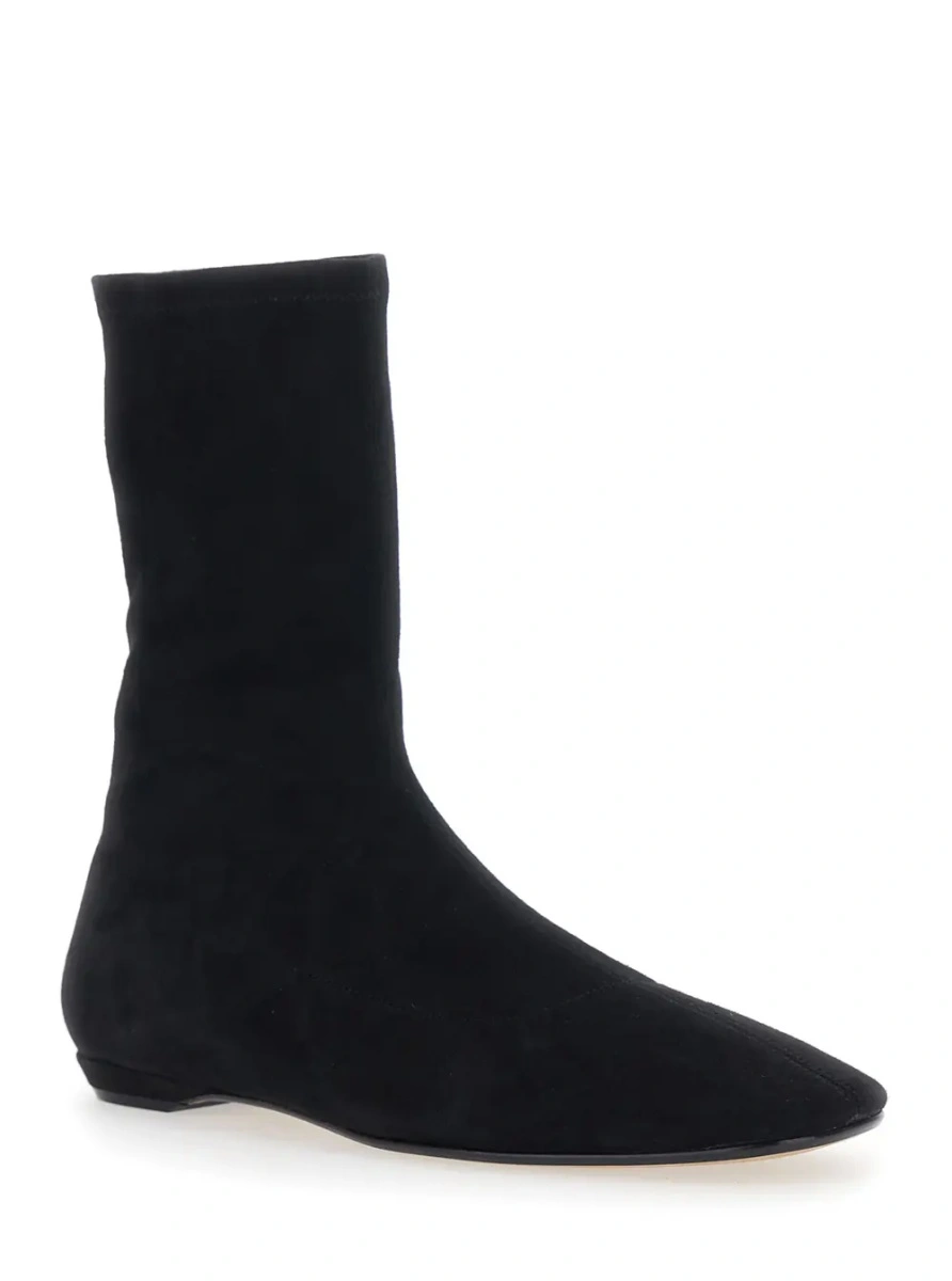 Botine 'Cindy' black ankle boots with low heel and pointed toe in suede Women - Img 2