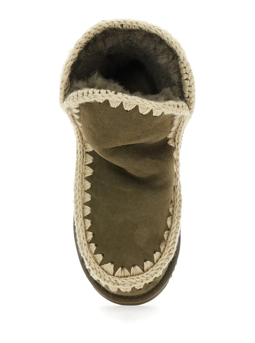 Botine 'Eskimo' Green Ankle Boots with Crochet Details and Logo Patch on the Rear in Suede Woman - Img 4