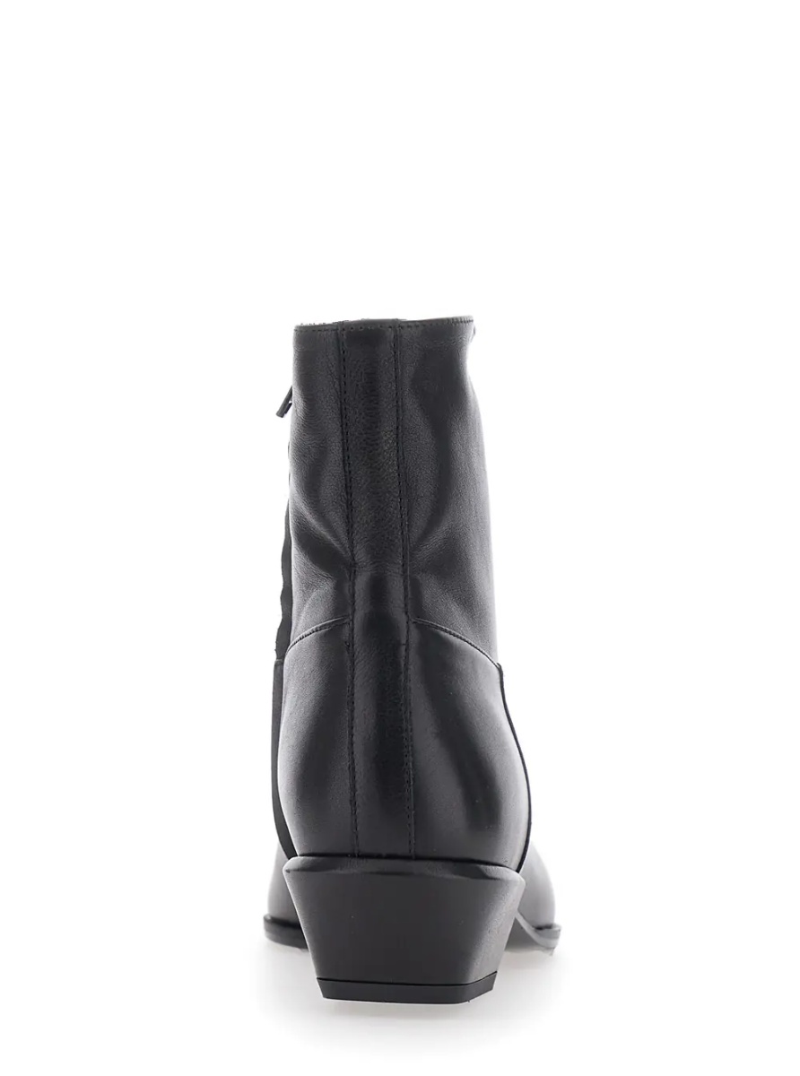 Botine 'MARISA' black ankle Boots with pointed design in leather for women - Img 4