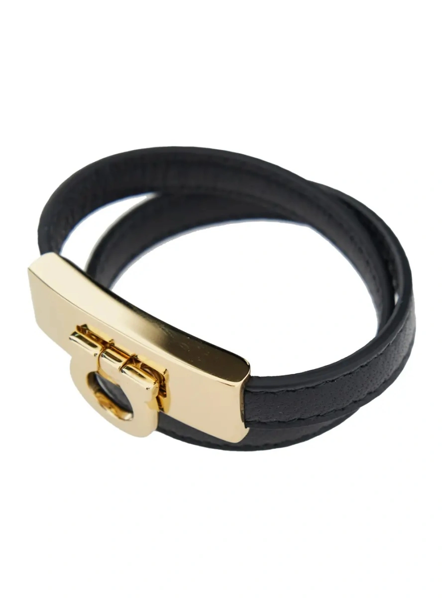 Bratara Ferragamo neagra din piele - Img 2