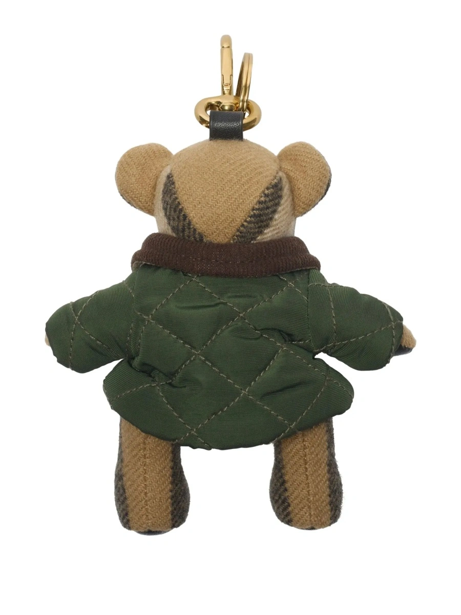 Brelocuri 'Thomas Countryside' Green Keychain with Bear Charm and Clasp in Cashmere and Metal for Women - Img 3