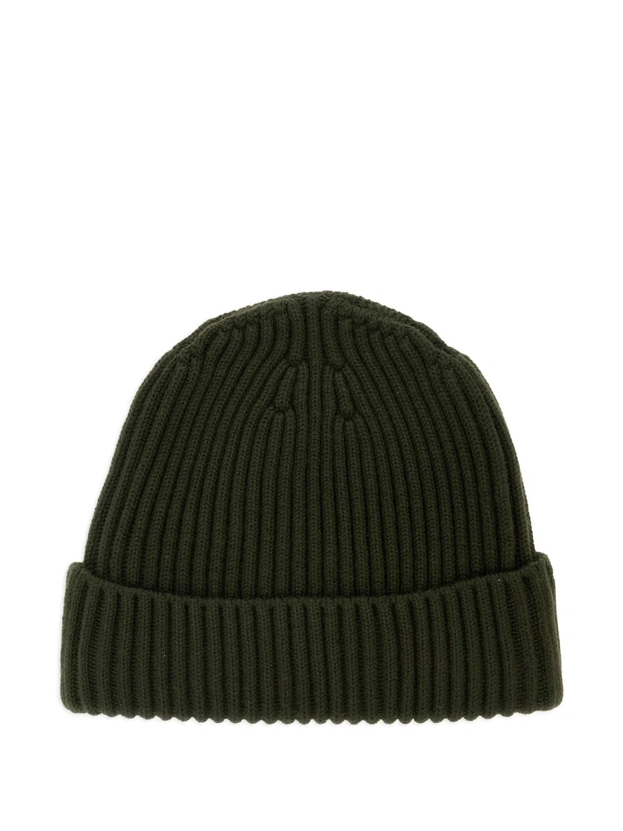 Caciula Green Beanie with Ribbed Design and Logo Patch on Front in Wool Boy - Img 4