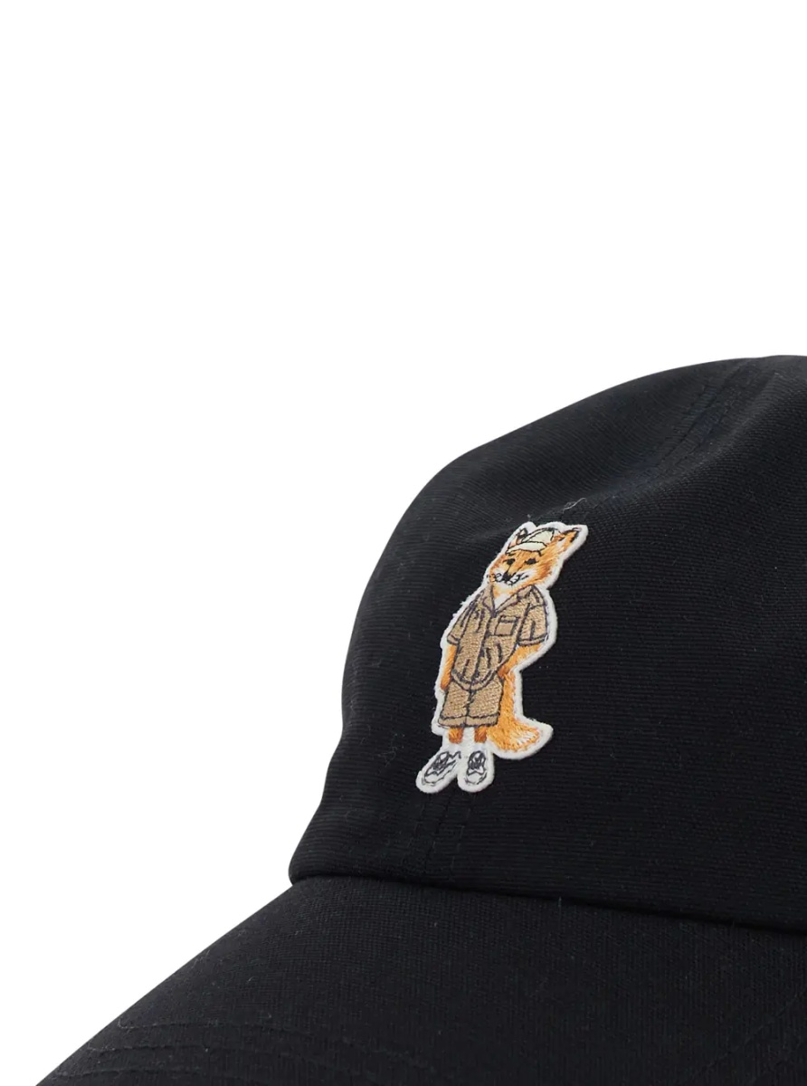Caciula MAISON KITSUNÉ DRESSED FOX CAP - Black - Cap with embroidered logo on the front - Made of Cotton - Unisex - Img 3