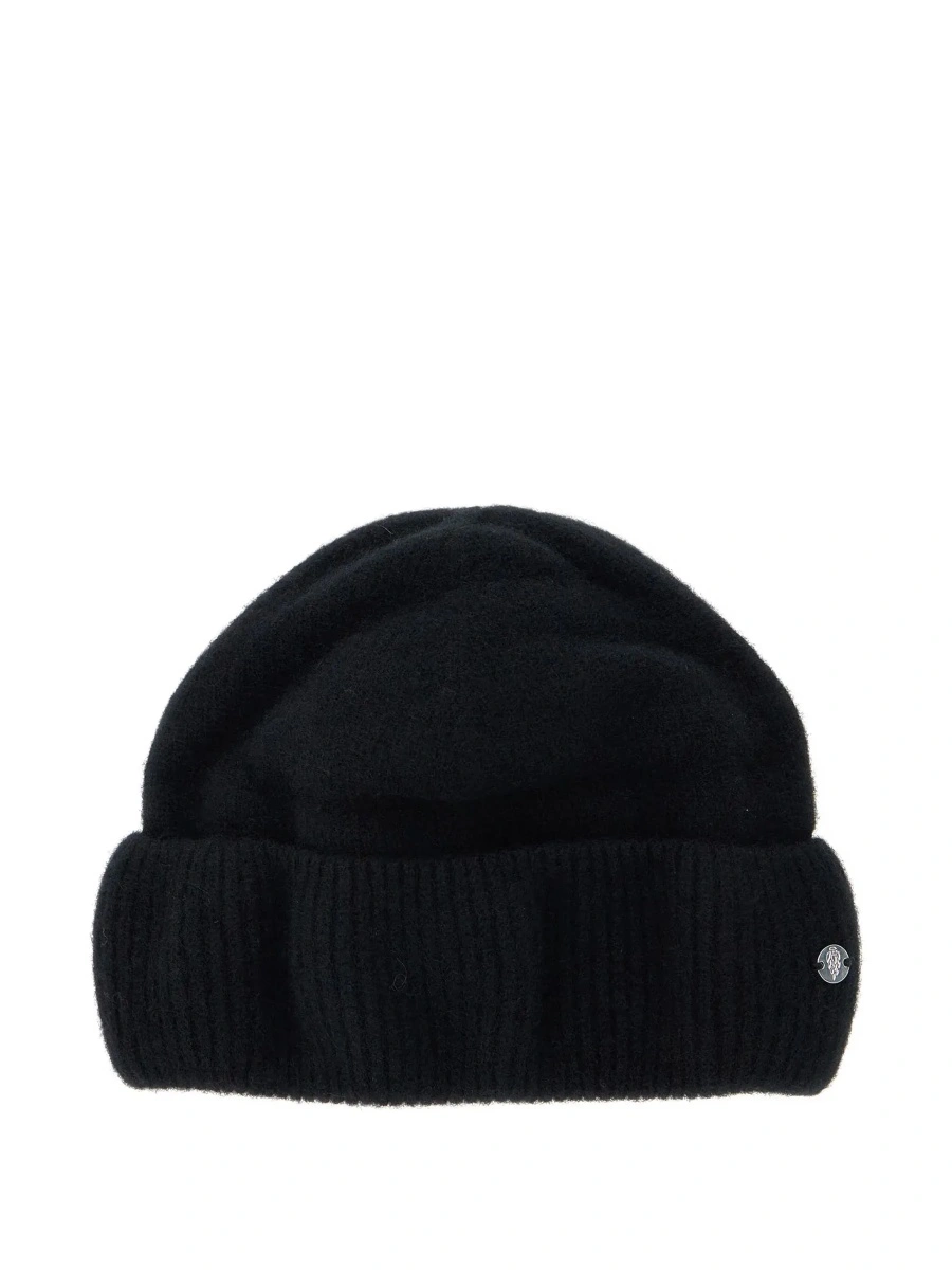 Caciula 'Vivian' Black Beanie with Logo Plaque Detail on the Front in Cashmere Woman - Img 6