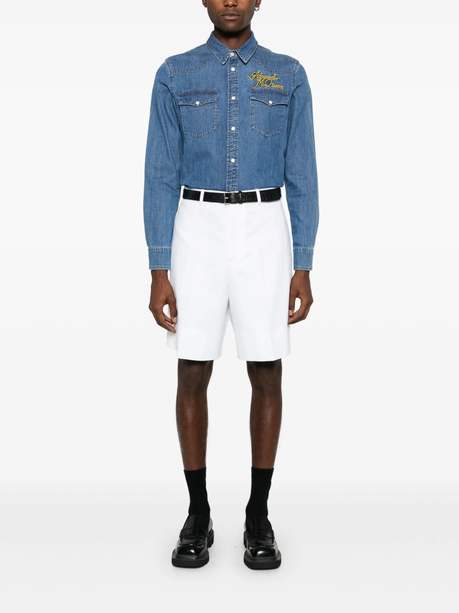 Camasa Alexander McQueen albastra din bumbac si polyester - Img 2