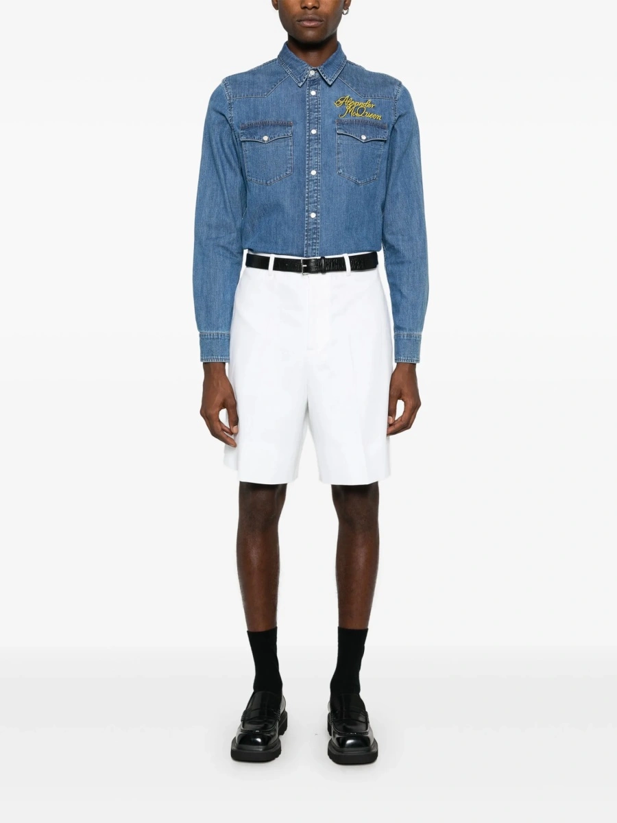 Camasa Alexander McQueen albastra din bumbac si polyester - Img 2