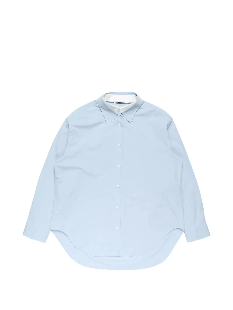 Camasa Blue Shirt 'SITARA MELANGE COTTON SHIRTING' with Classic Collar and Long Sleeves in Cotton for Women - Img 6