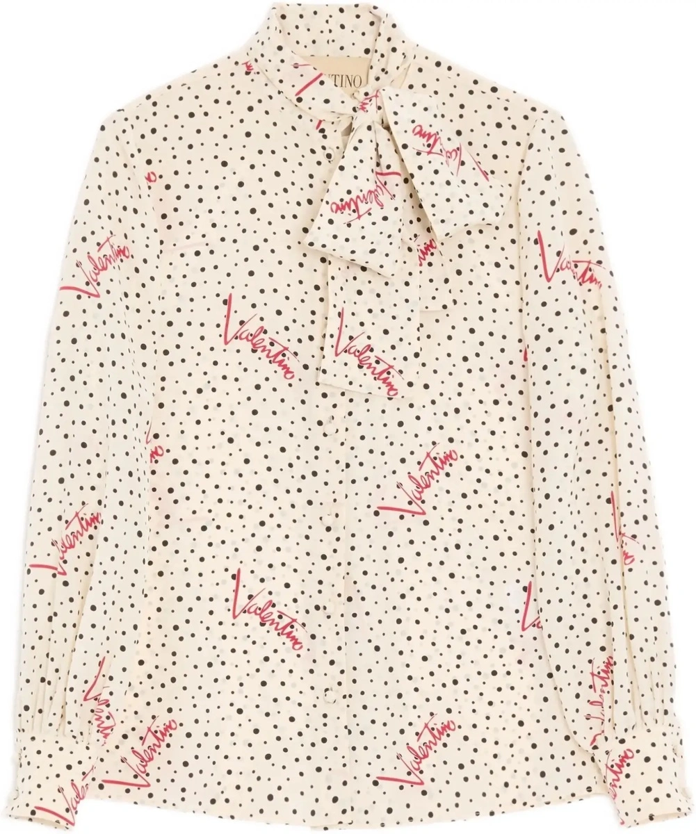 Camasa casual Crepe de chine bow-neck Shirt - Img 8
