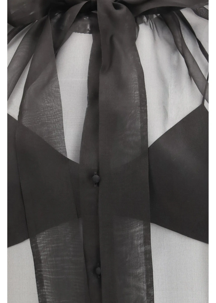 Camasa casual Ermanno Scervino neagra din dantela - Img 3