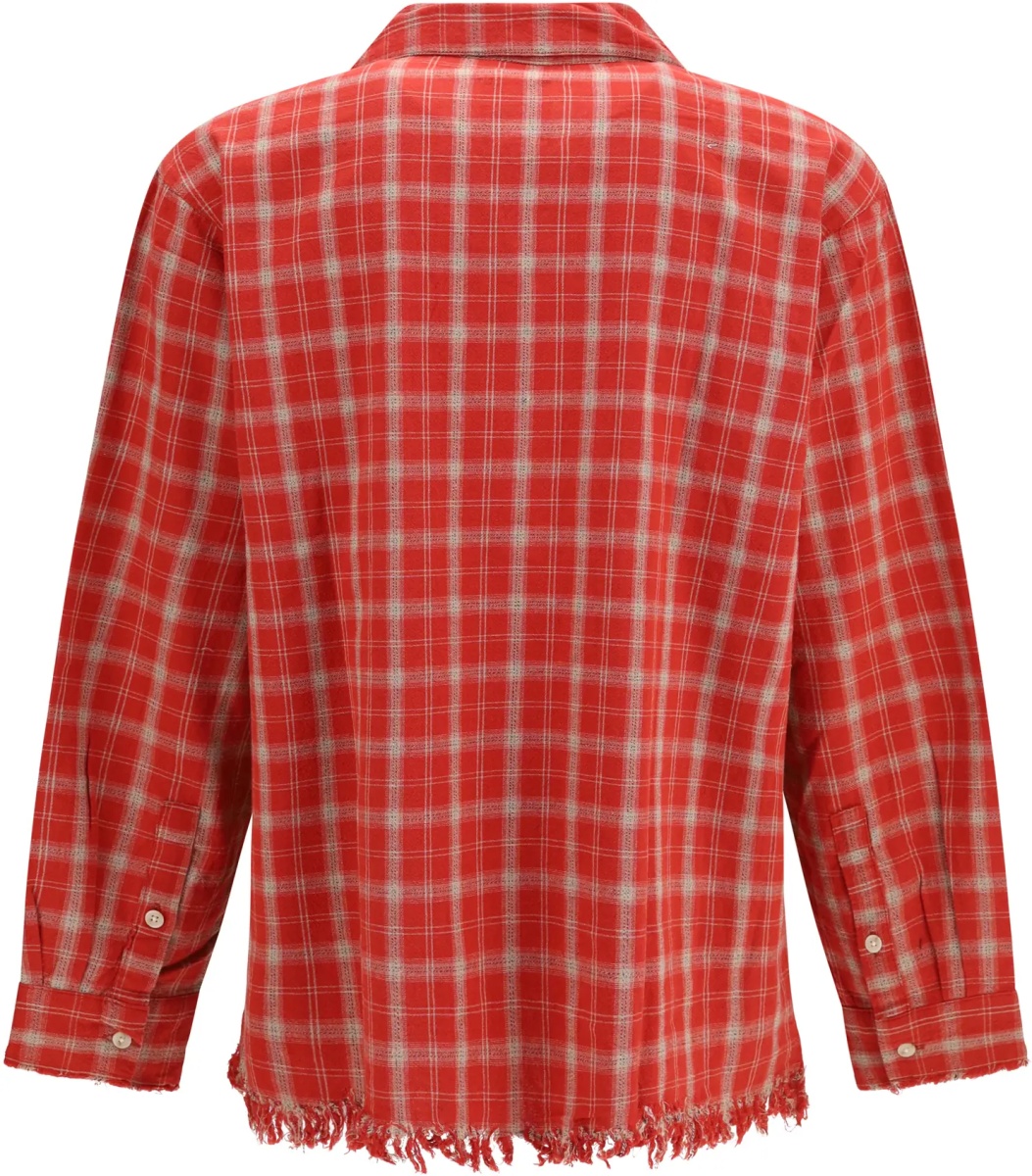 Camasa casual Raw-cut fringe plaid Shirt - Img 2