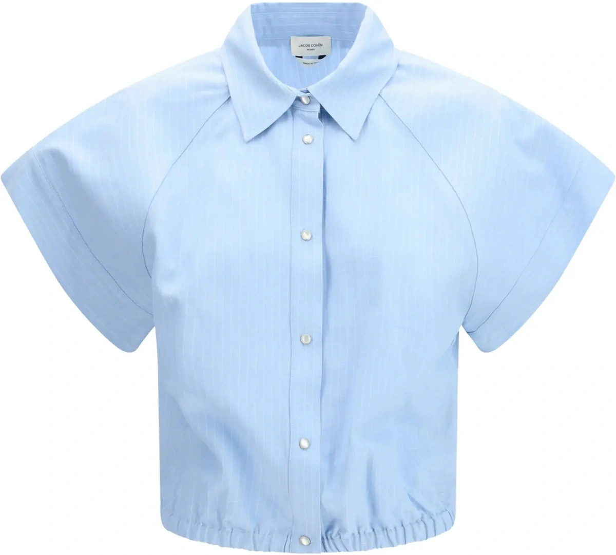 Camasa casual Short-sleeve Shirt in striped viscose and linen canvas - Img 6