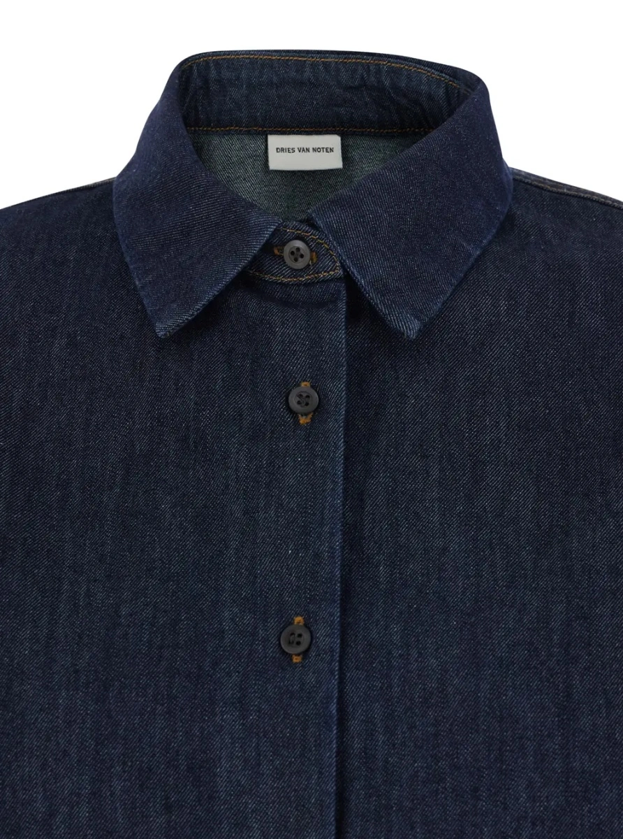 Camasa Dries Van Noten albastra din denim - Img 3