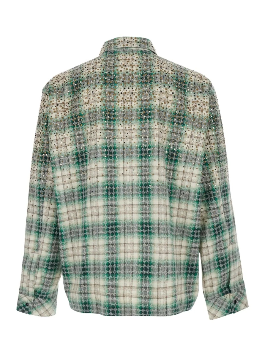 Camasa Flannel Shirt with Patch and Logo in Green Unisex - Img 2