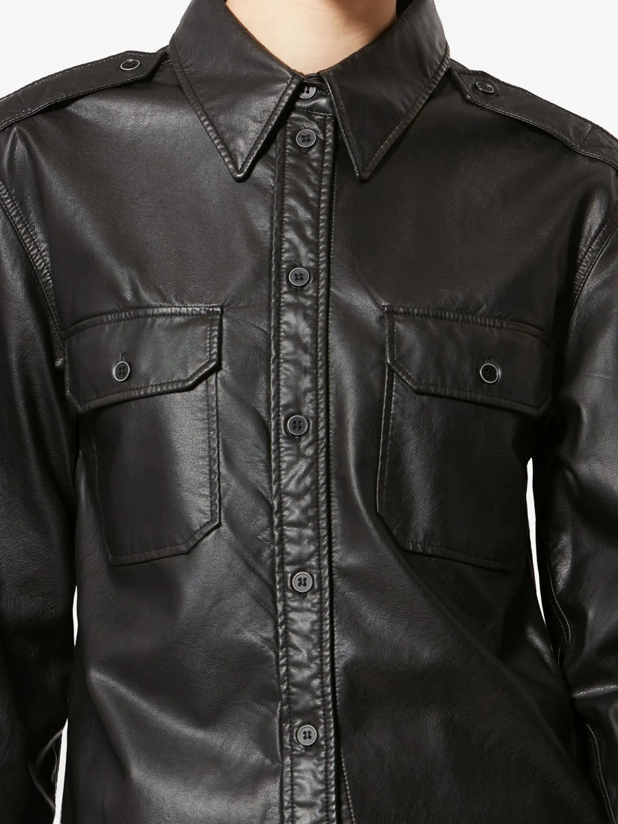 Camasa Isabel Marant neagra din piele ecologica - Img 7