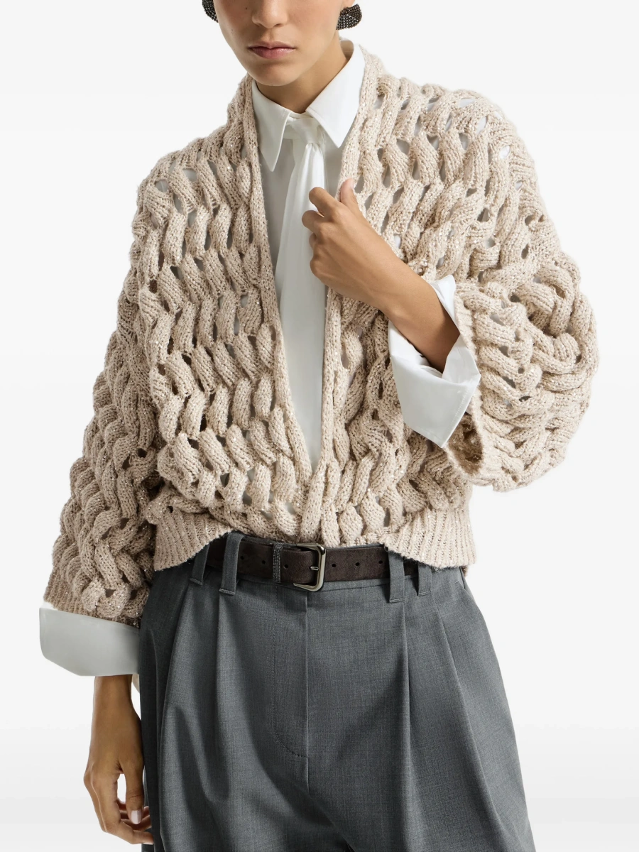 Cardigan Brunello Cucinelli neutru - Img 5