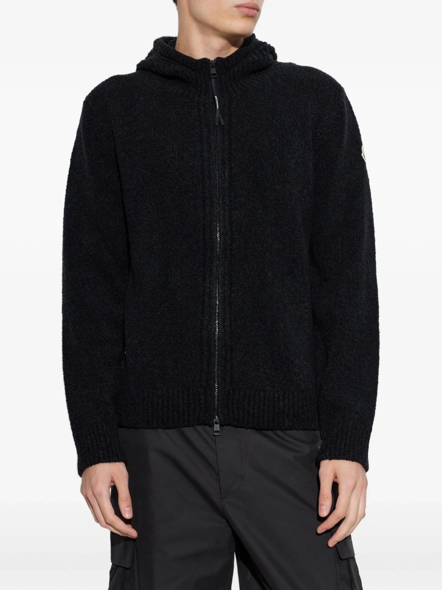 Cardigan Moncler negru din lana si nylon - Img 3