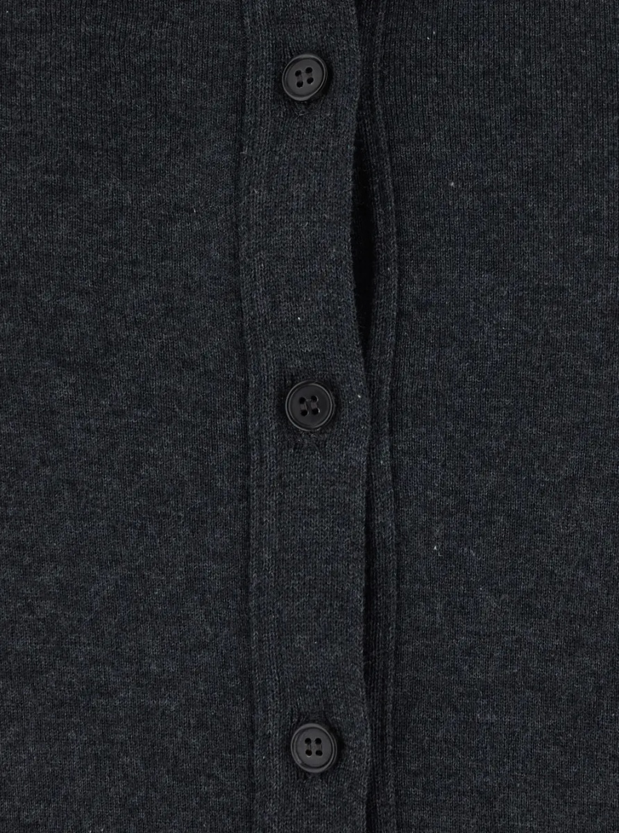 Cardigane 'ALENA' Grey Cardigan with three-quarter sleeves and round neck in wool and cashmere for women - Img 3
