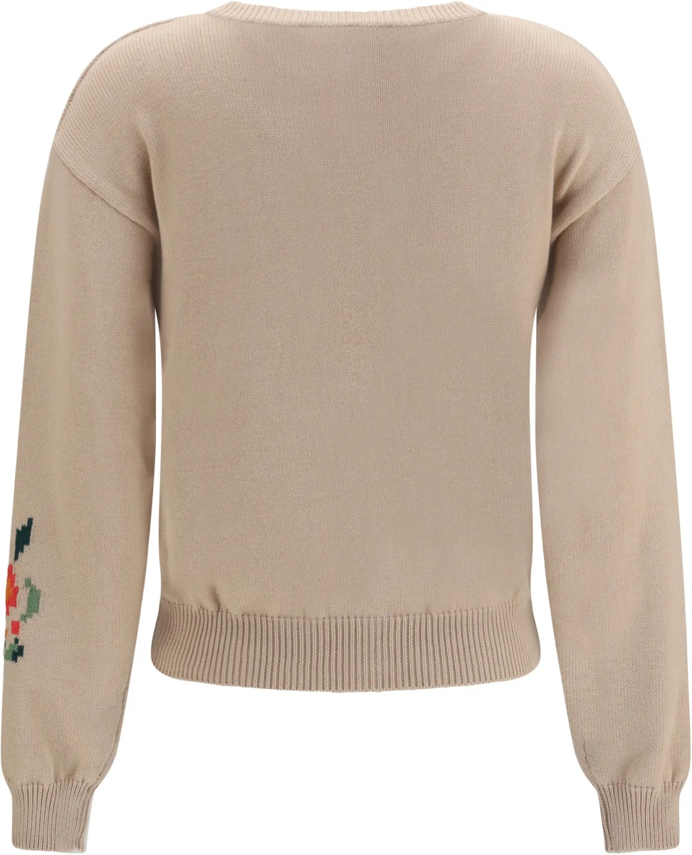Cardigane Cotton knit Cardigan with intarsia - Img 2