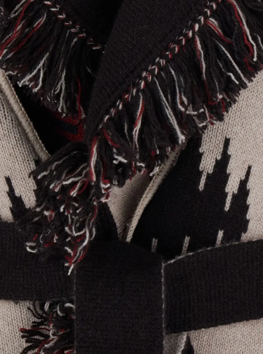 Cardigane 'Icon' Multicolor Cardigan with belt and geometric motif in cashmere for women - Img 3