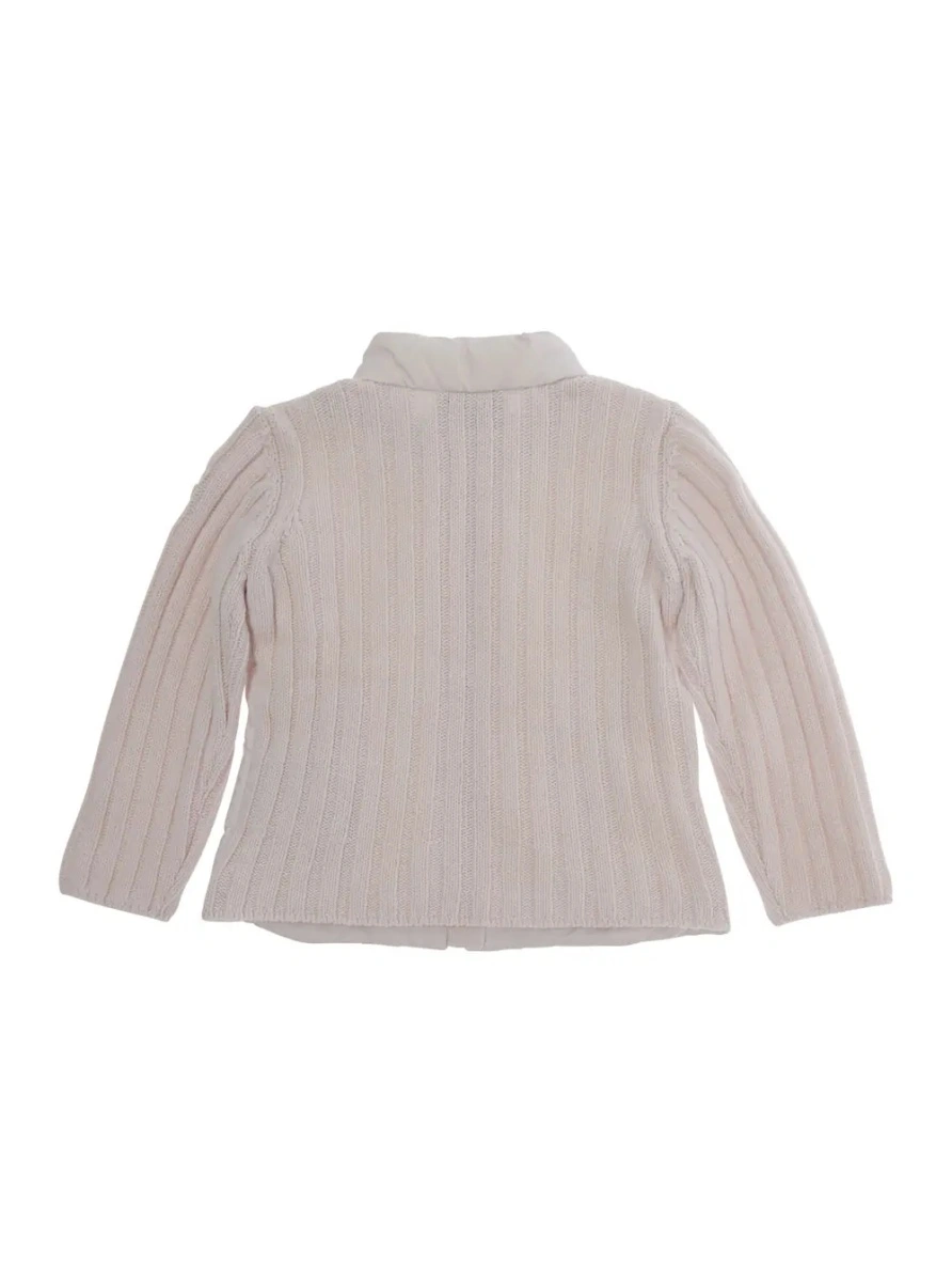 Cardigane pink Cardigan with high collar and logo patch on the sleeve in fabric and wool baby - Img 2