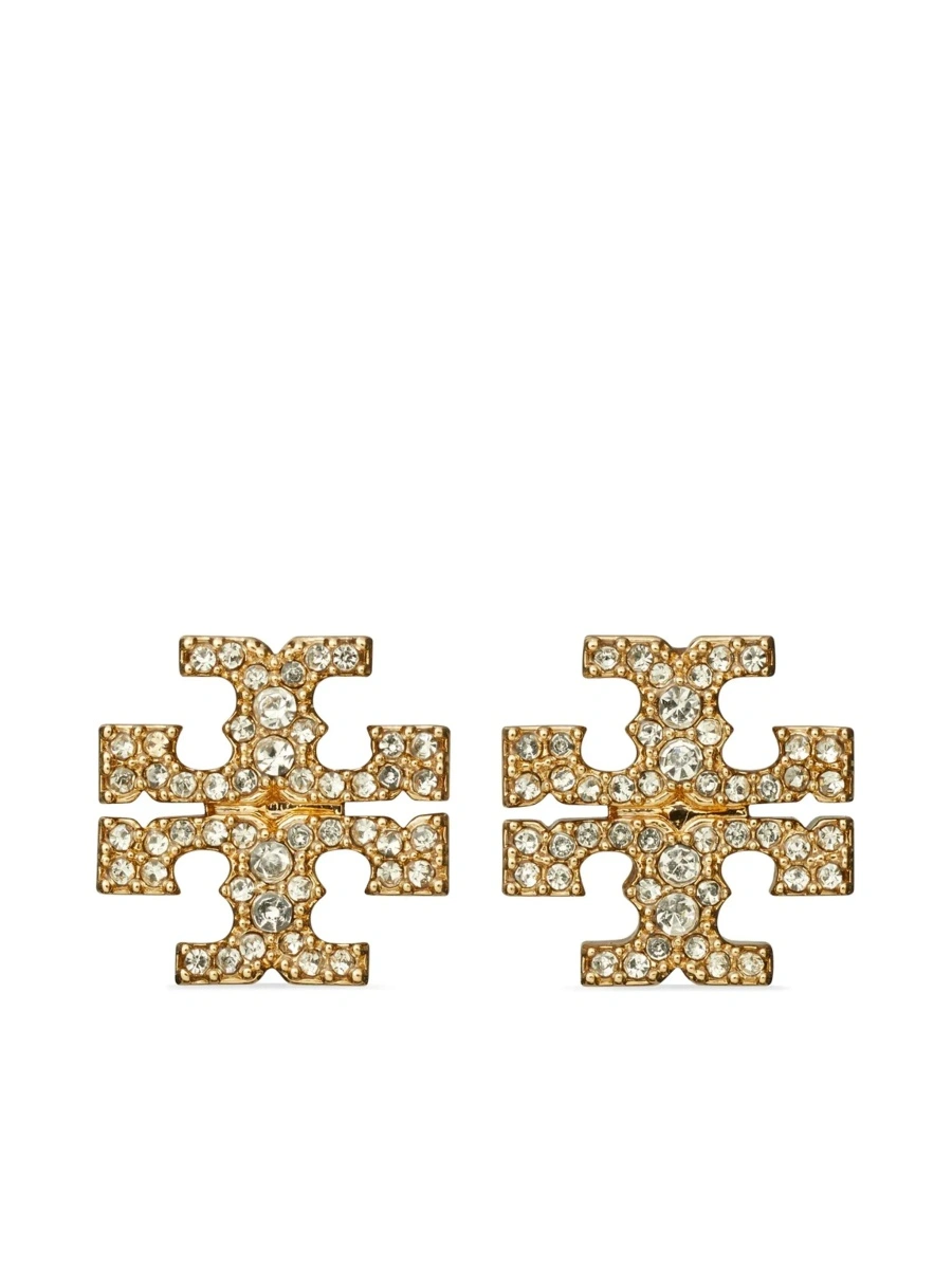 Cercei Tory Burch gri din alama placata cu aur - Img 5