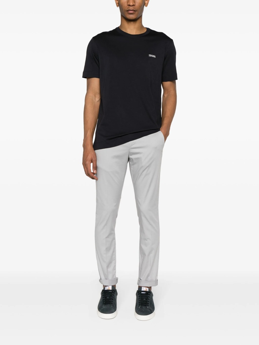 Chinos Dondup gri din bumbac si spandex/elastan - Img 2