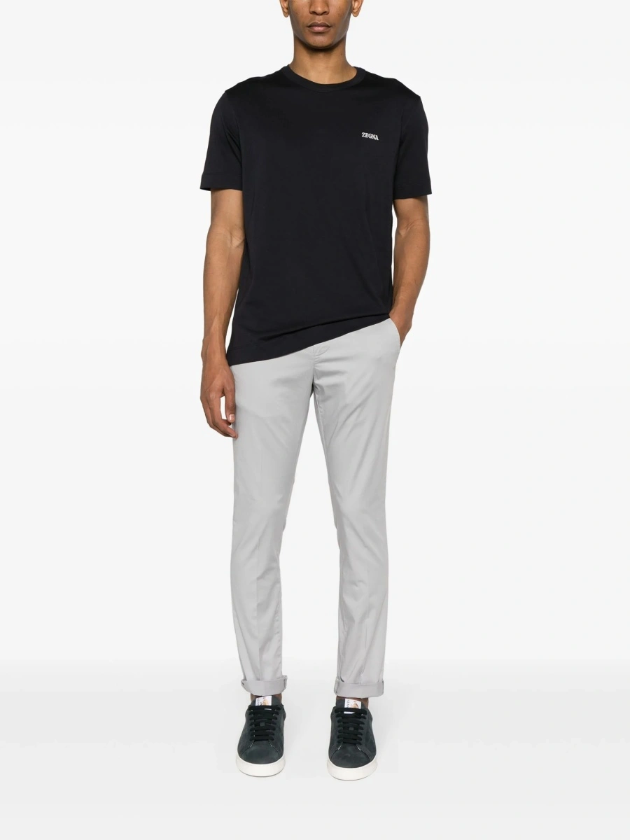 Chinos Dondup gri din bumbac si spandex/elastan - Img 2