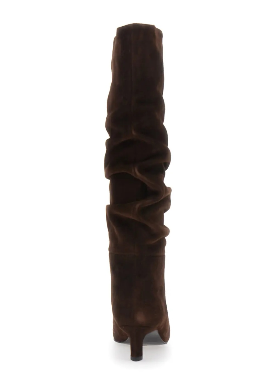 Cizme 'Kalila' Brown Knee-high Boots with Square Toe and Low Heel in Suede for Women - Img 4