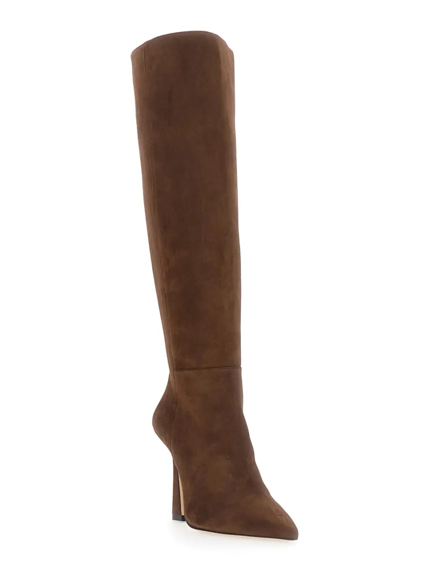 Cizme 'Vinnie' Brown knee-high boots with high heel and pointed design leather for women - Img 2