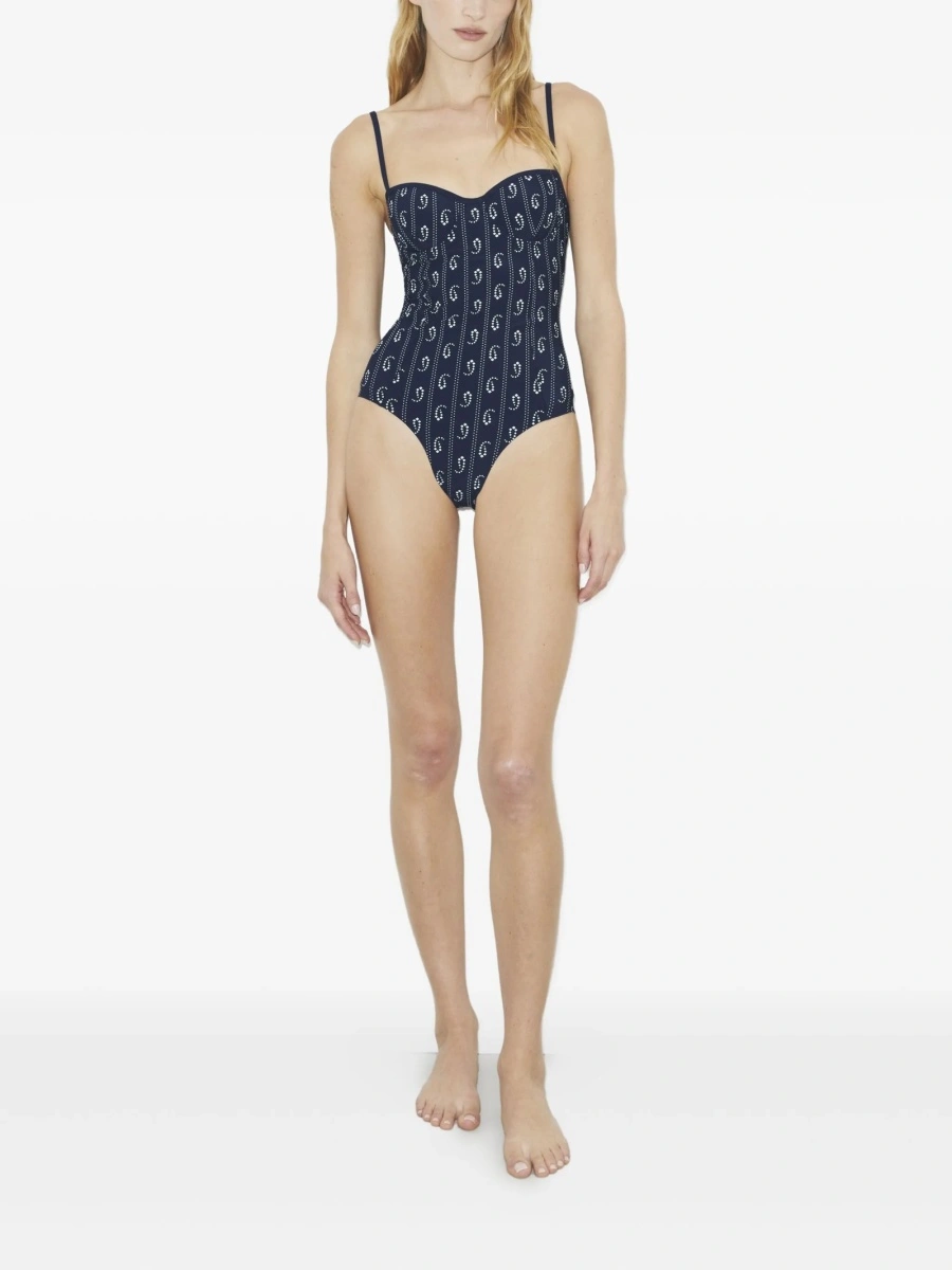 Costum de baie intreg Tory Burch albastru din spandex/elastan si nylon - Img 3