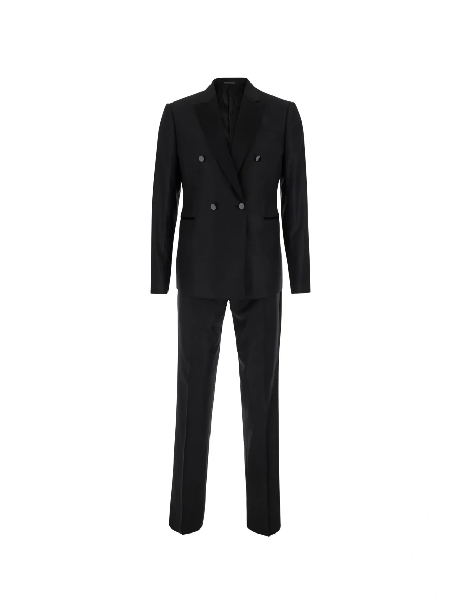 Costum Emporio Armani negru din lana si matase - Img 6
