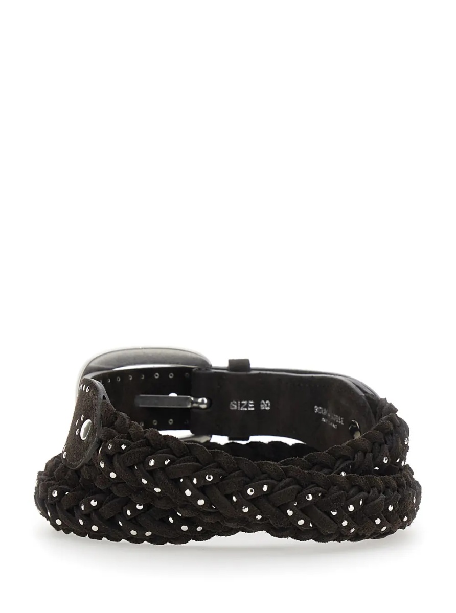 Curea brown Belt with all-over braided design and applied beads in suede for women - Img 2