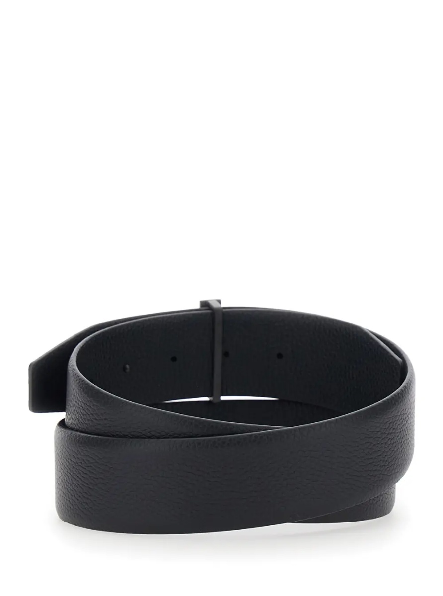 Curea 'Icon T' black Belt with T-shaped buckle in grained leather for men - Img 2