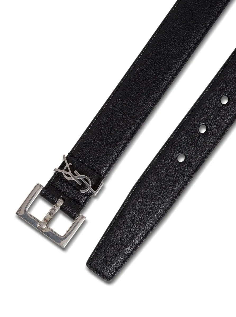 Curea Saint Laurent neagra din piele 'YSL' - Img 2