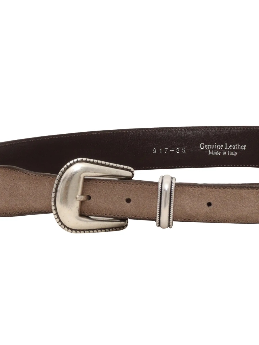 Curea SUEDE BELT IN MUD COLOR WITH HAND-WORKED INSERTS - Img 3