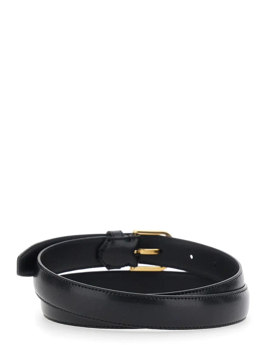 Curea TOTÊME Slim Leather Belt in Black with Leather and Color Unisex - Img 2