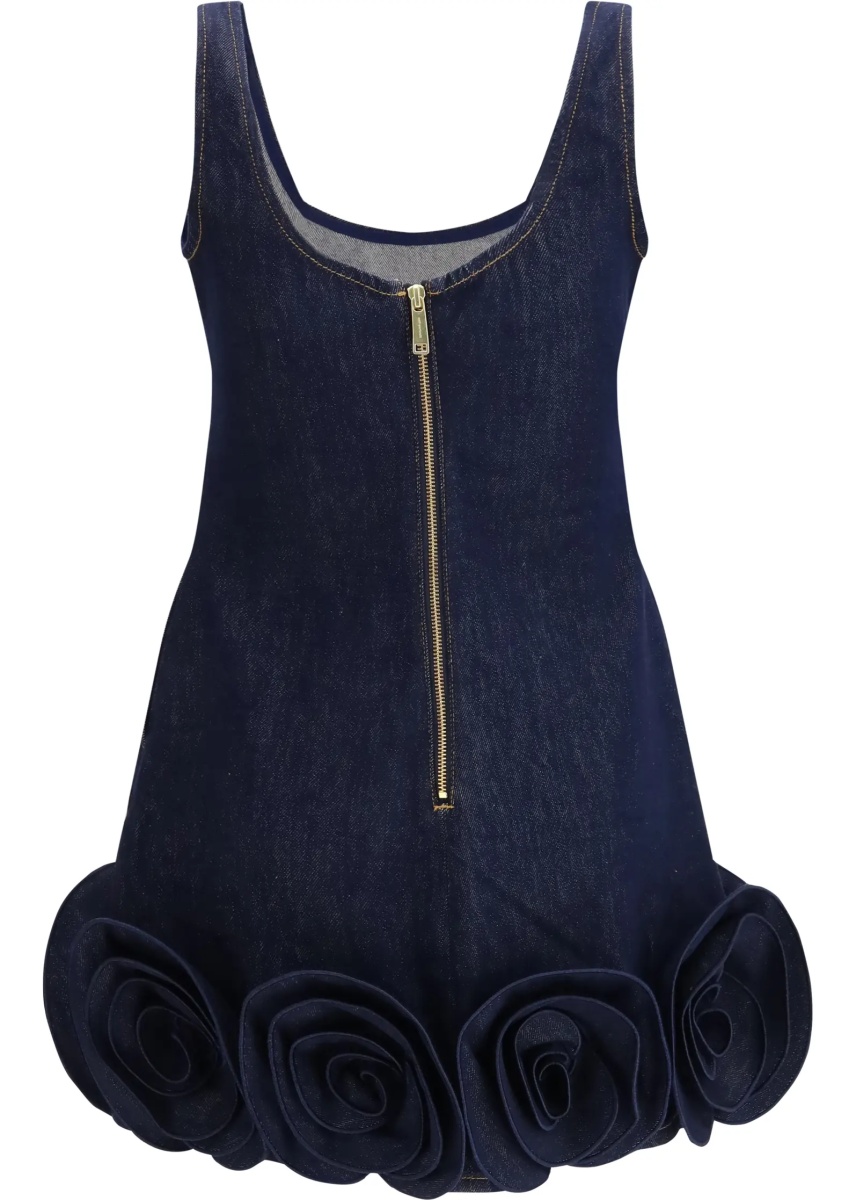 Denim 3d Flower mini Dress - Img 2
