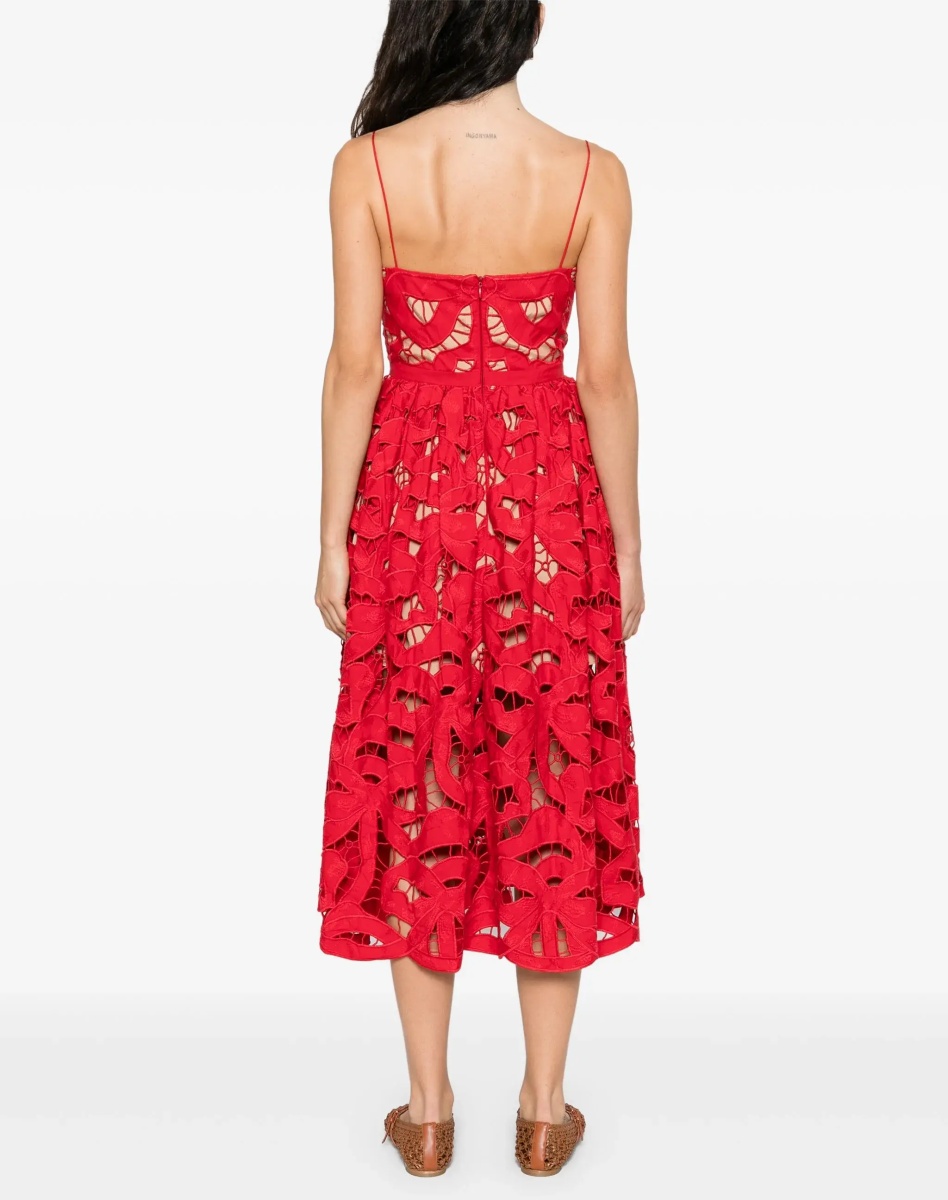 Embroidered Midi Dress With Bow - Img 4