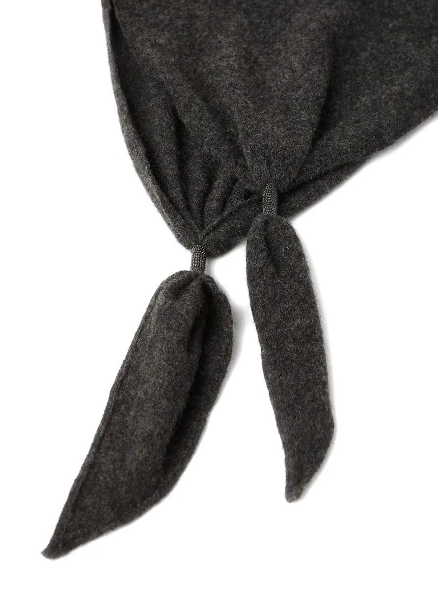 Esarfa Black scarf with rectangular design and Monili details in cashmere women - Img 3