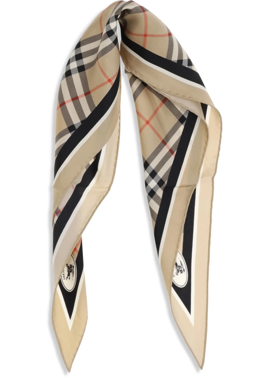 Esarfa Check silk Scarf with Knight Stamp - Img 2