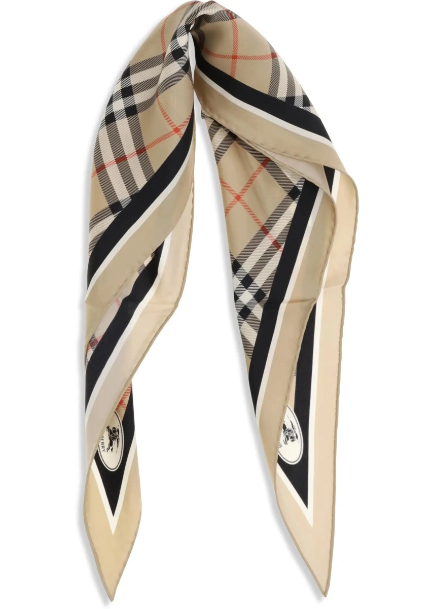 Esarfa Check silk Scarf with Knight Stamp - Img 2