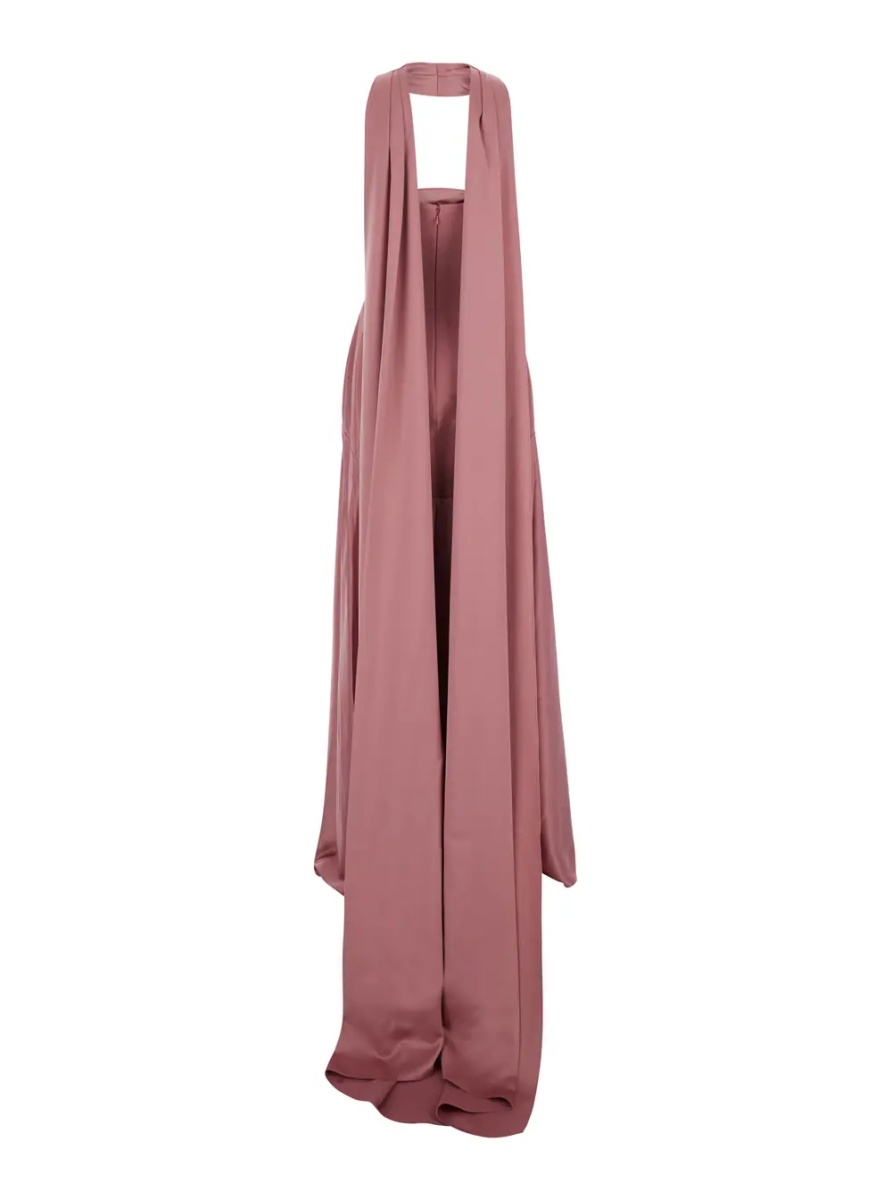 Esarfa 'Mae' Pink long dress with Removable Scarf and Internal Boned Bodice in Tech Fabric for Women - Img 2