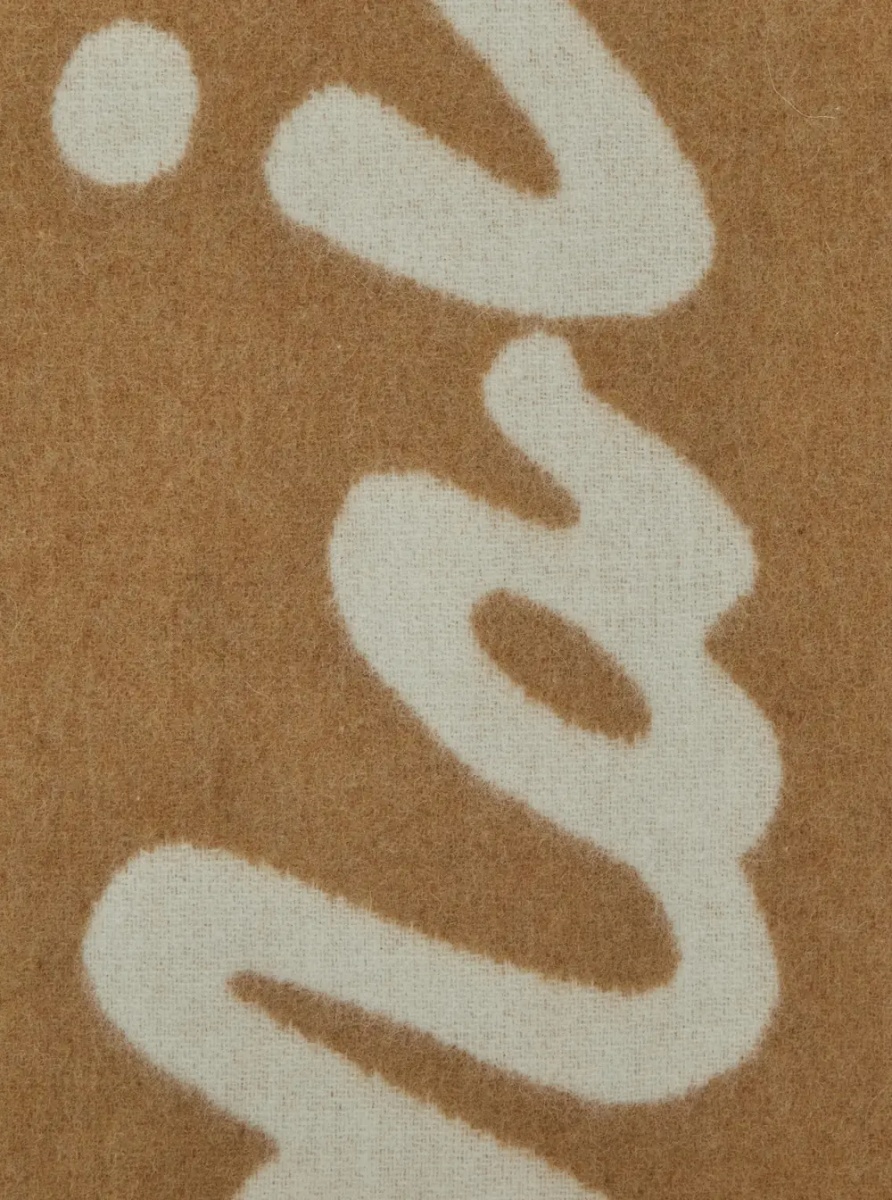 Esarfa MAISON KITSUNÉ Beige Bicolor Scarf with Logo Lettering in Wool Blend Man - Img 3