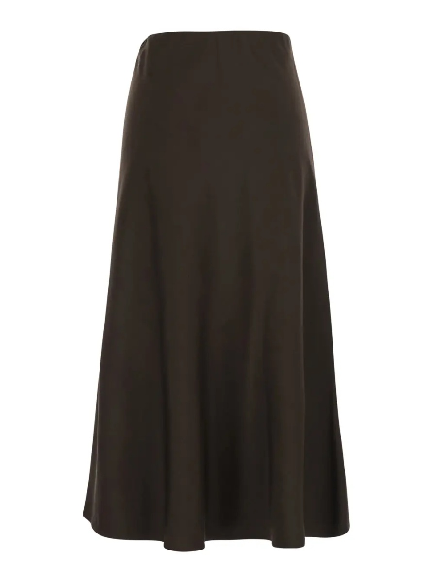 Fusta Brown A-Line Midi Skirt in Wool Blend for Women - Img 2