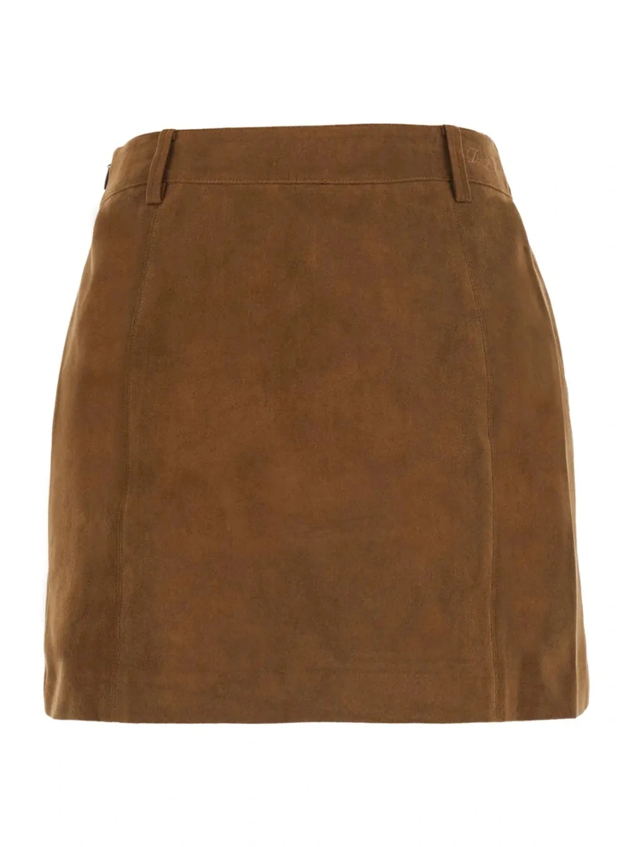 Fusta brown Mini skirt with side zip closure and logo lettering on the side in eco-leather for women - Img 2