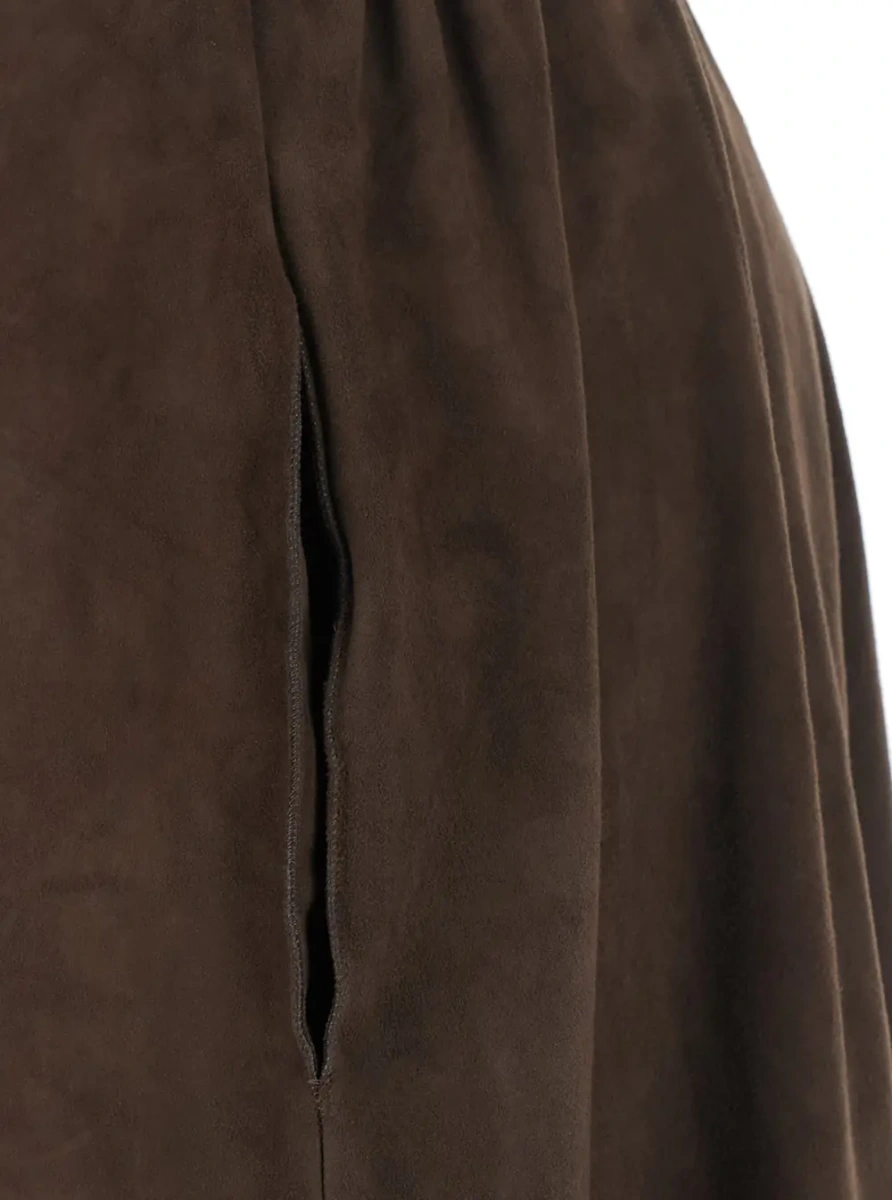 Fusta Brown suede skirt with elegant details for women - Img 3