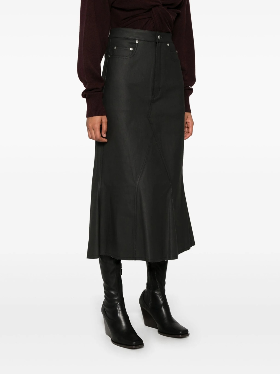 Fusta drepte Rick Owens neagra din bumbac si cauciuc - Img 3