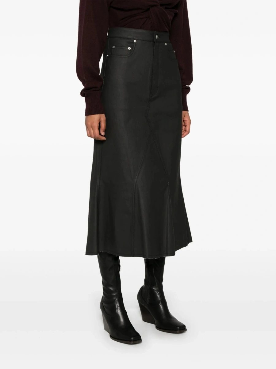 Fusta drepte Rick Owens neagra din bumbac si cauciuc - Img 3